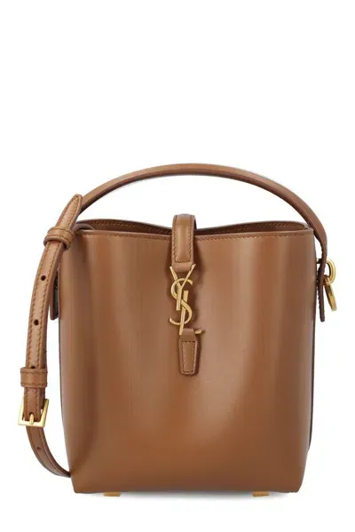 Saint Laurent Le 37 Mini Leather Crossbody Bag In Brown