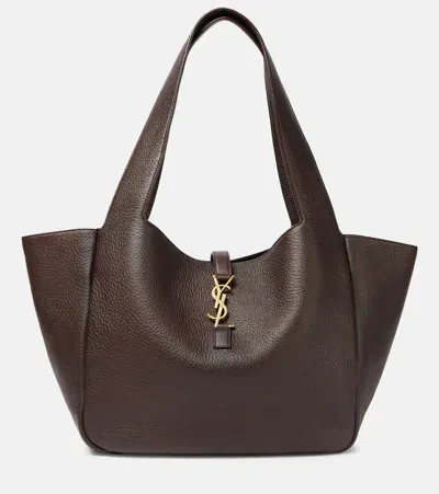 Saint Laurent Le 5 À 7 Bea Large Leather Shopper In Brown