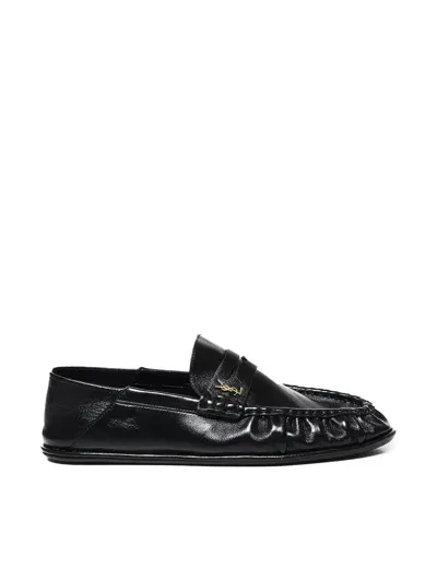 Saint Laurent Calfskin Loafers In Black