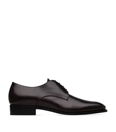 Saint Laurent Leather Adrien Derby Shoes In Brown