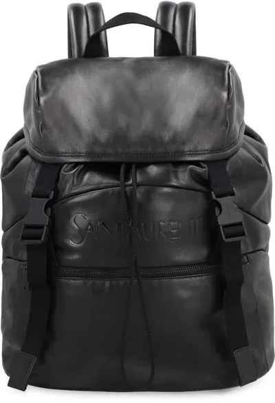 Saint Laurent Leather Backpack In Black