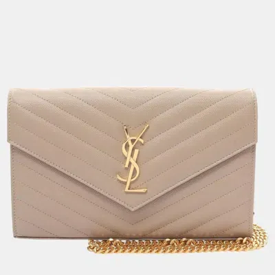 Pre-owned Saint Laurent Leather Beige Cassandra Classic Shoulder Bag