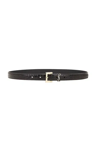 Saint Laurent Leather Belt In Fondente