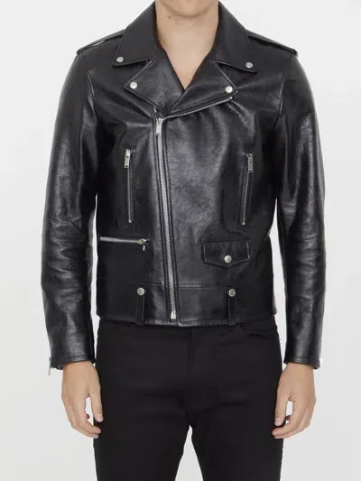 Saint Laurent Leather Biker Jacket In Black