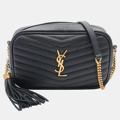 Pre-owned Saint Laurent Leather Black Lou Mini Shoulder Bag