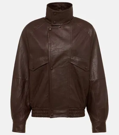 Saint Laurent Leather Blouson In Senape