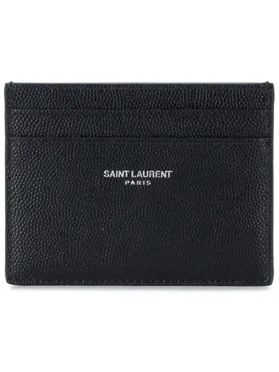 Saint Laurent Leather Credit Card Case In Black