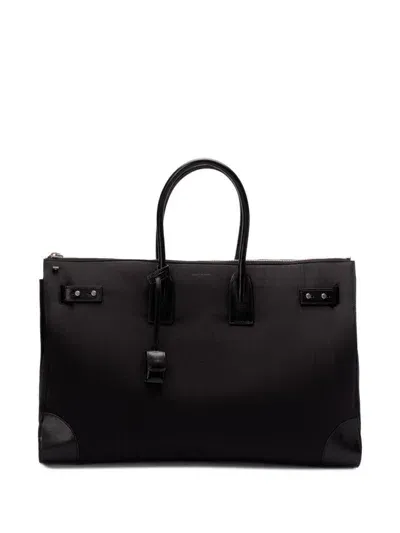 Saint Laurent Leather Duffle Bag In 黑色