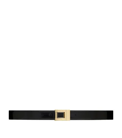 Saint Laurent Leather Flat Buckle Belt In Black