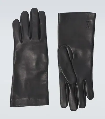 Saint Laurent Leather Gloves In Black