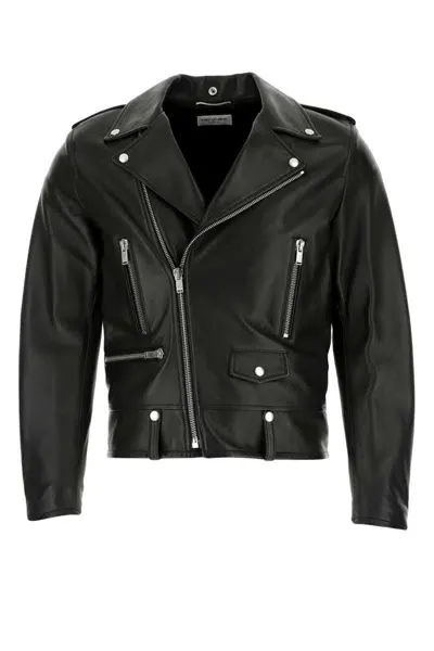 Saint Laurent Leather Jackets In Black