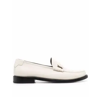 Saint Laurent Leather Loafers In White