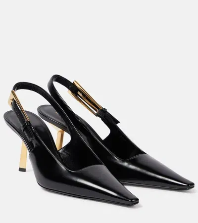 Saint Laurent Lee 75 Leather Slingback Pumps In Black