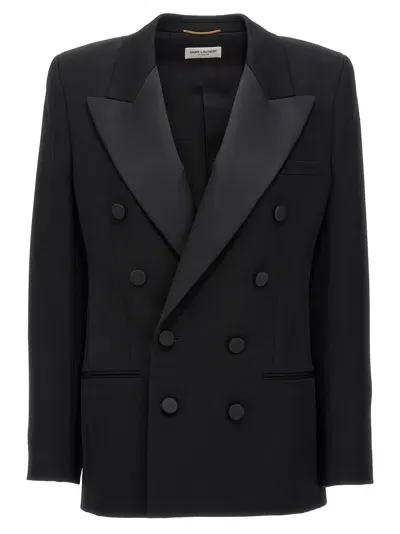 Saint Laurent Leger Armure Blazer In Black