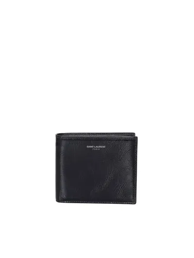 Saint Laurent Lettering Logo Black Wallet