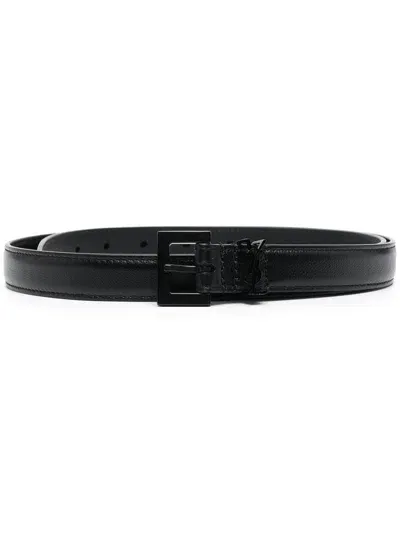 Saint Laurent Logo Belt In Black  