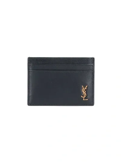 Saint Laurent Logo Card Holder In Black  