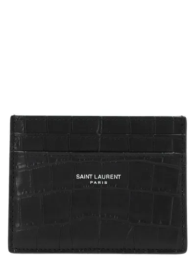 Saint Laurent Logo Card Holder In Black