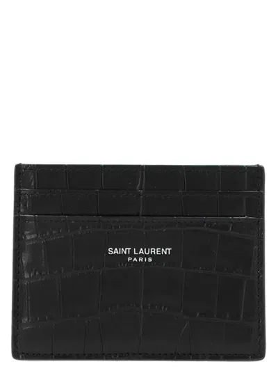 Saint Laurent Logo Card Holder In Black