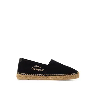 Saint Laurent Logo Espadrilles In Black