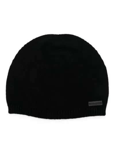 Saint Laurent Logo-patch Beanie In Black