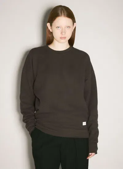 Saint Laurent Logo Patch Fleece Sweatshirt In Brown