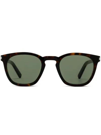 Saint Laurent Logo-print Sunglasses In Brown