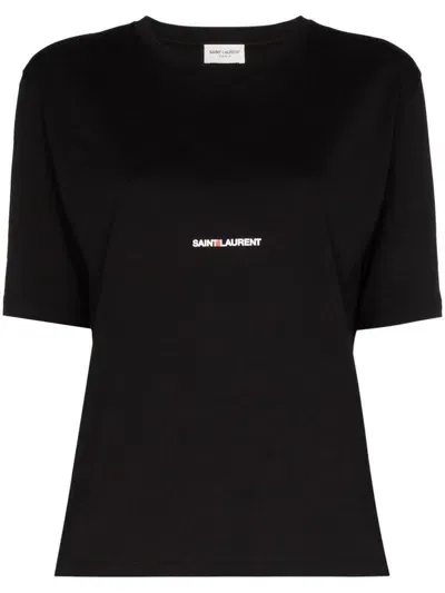 Saint Laurent Logo Print T-shirt In Black