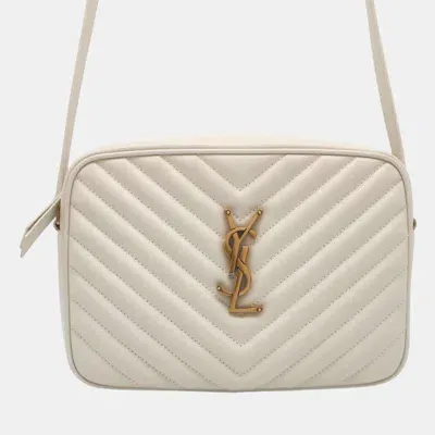 Pre-owned Saint Laurent Lou Leather Shoulder Bag In White