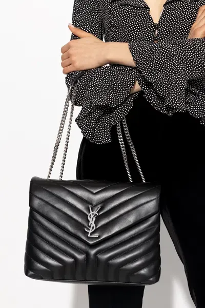 Saint Laurent Loulou Medium Quilted Shoulder Bag In Black