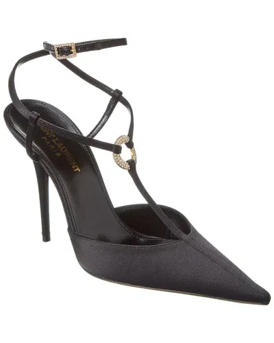 Saint Laurent Gillian Ankle Strap Pump In Black