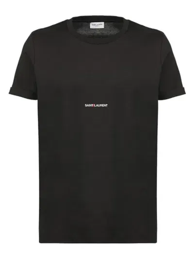 Saint Laurent Cotton T-shirt With Logo In Black