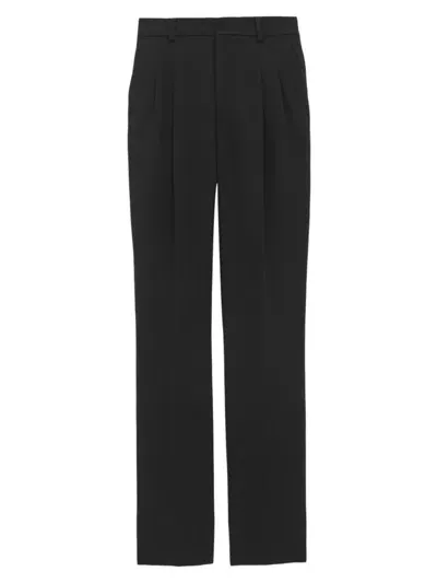 Saint Laurent Grain De Poudre Trailored Trousers In Black