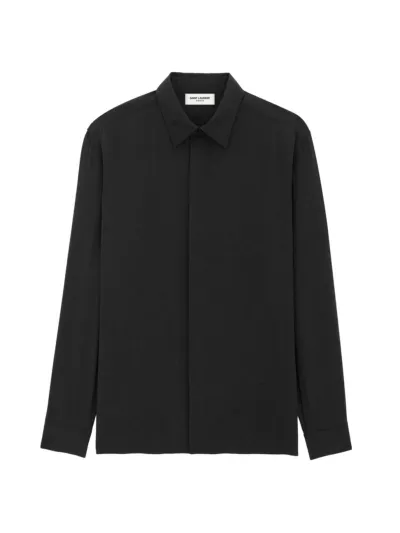 Saint Laurent Men's Shirt In Piqué In Black