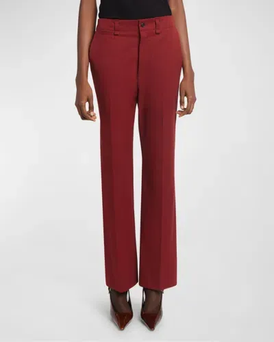 Saint Laurent Cotton-twill Straight-leg Pants In Red