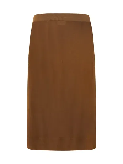 Saint Laurent Midi Skirt In Noisette