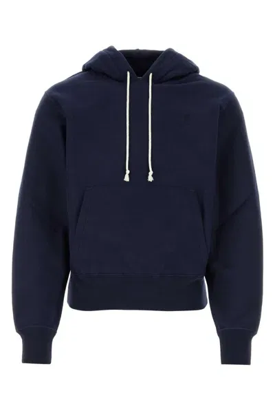 Saint Laurent Midnight Blu Cotton Sweatshirt In Blue