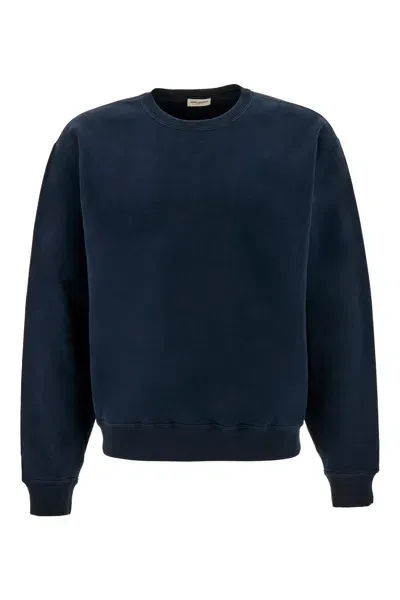 Saint Laurent Midnight Blue Cotton Sweatshirt In 4582