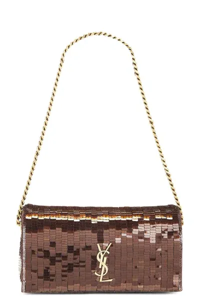 Saint Laurent Mini Kate 99 Chain Bag In Dark Gianduia