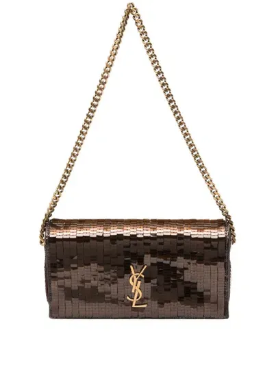 Saint Laurent Mini Kate 99 Shoulder Bag In Brown