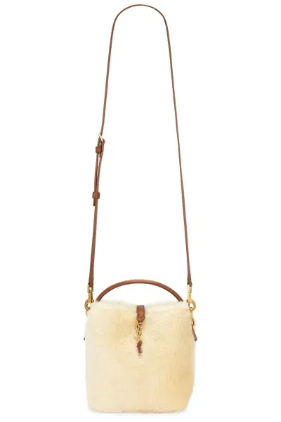 Saint Laurent Mini Le 37 Bucket Bag In Cream Beige & Brick