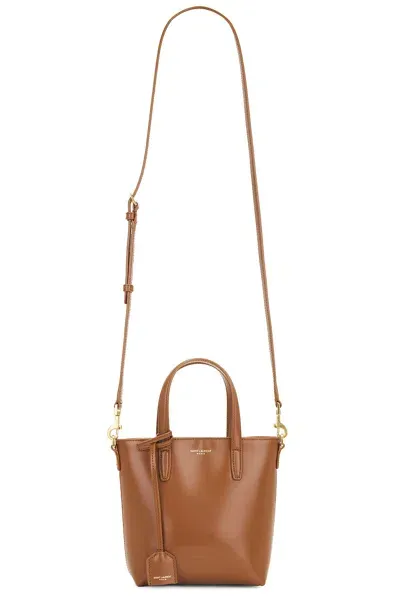 Saint Laurent Women Mini Toy Leather Shopping Bag In Brown