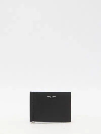 Saint Laurent Money Clip Wallet In Black