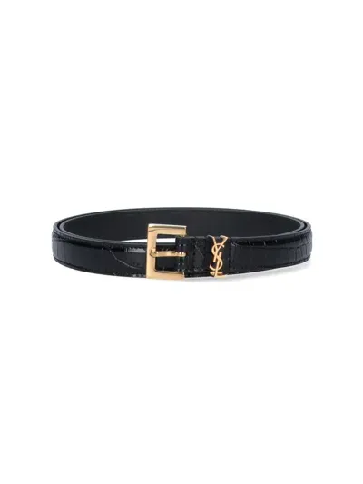 Saint Laurent Monogram Belt In Black  