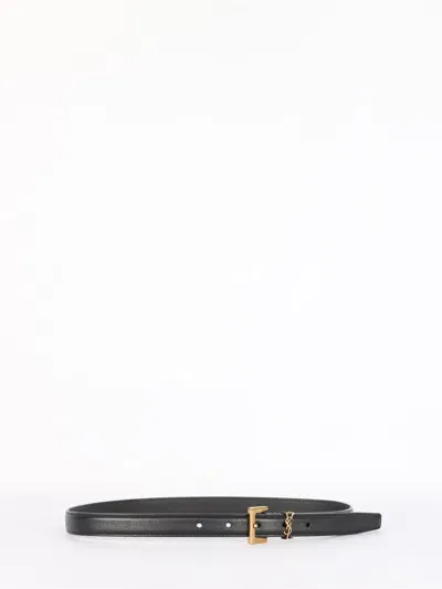 Saint Laurent Monogram Thin Belt In Black