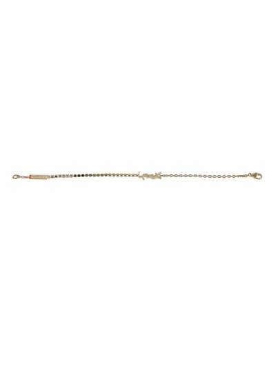 Saint Laurent Monogram Bracelet In Dore/crystal