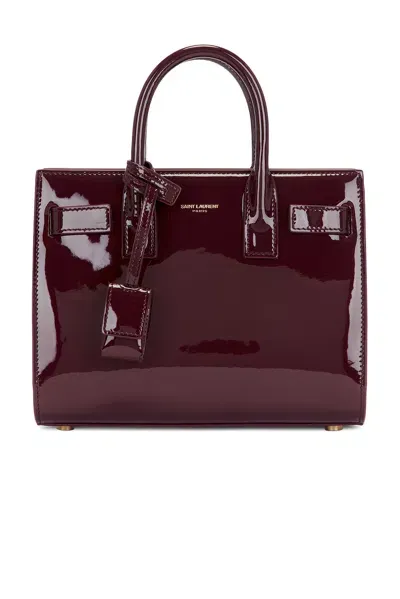 Saint Laurent Nano Sac De Jour Carryall Bag In Dark Red Wine