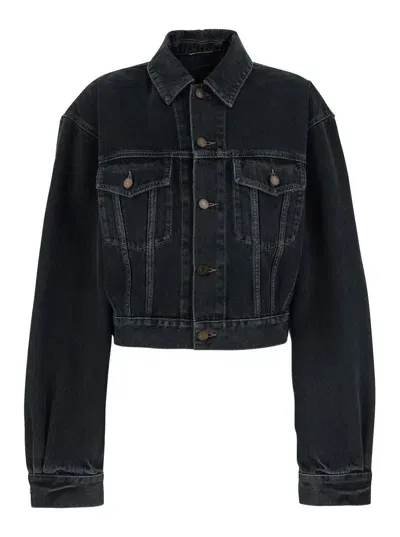 Saint Laurent Neo 80s Denim Jacket O-beryl In Blu