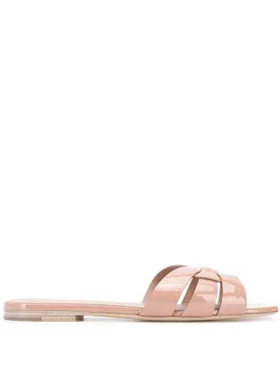 Saint Laurent Nu Pieds Tribute Leather Flat Sandals In Pink