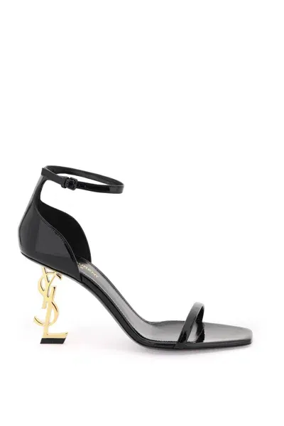 Saint Laurent Opyum 85 Patent-leather Sandals In Black